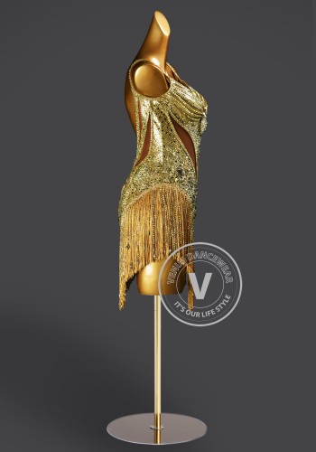 Golden Siren Rhapsody Latin Rhythm Chacha Salsa Rumba Competition Dance Dress