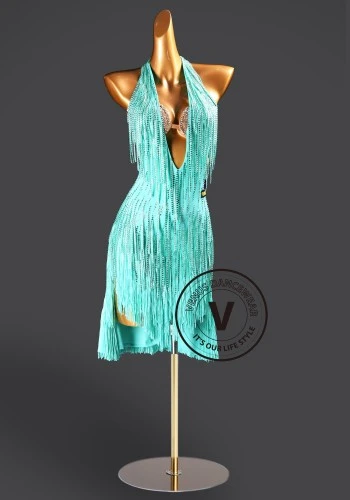 Aqua Sway Whisper Latin Rhythm Chacha Salsa Rumba Competition Dance Dress