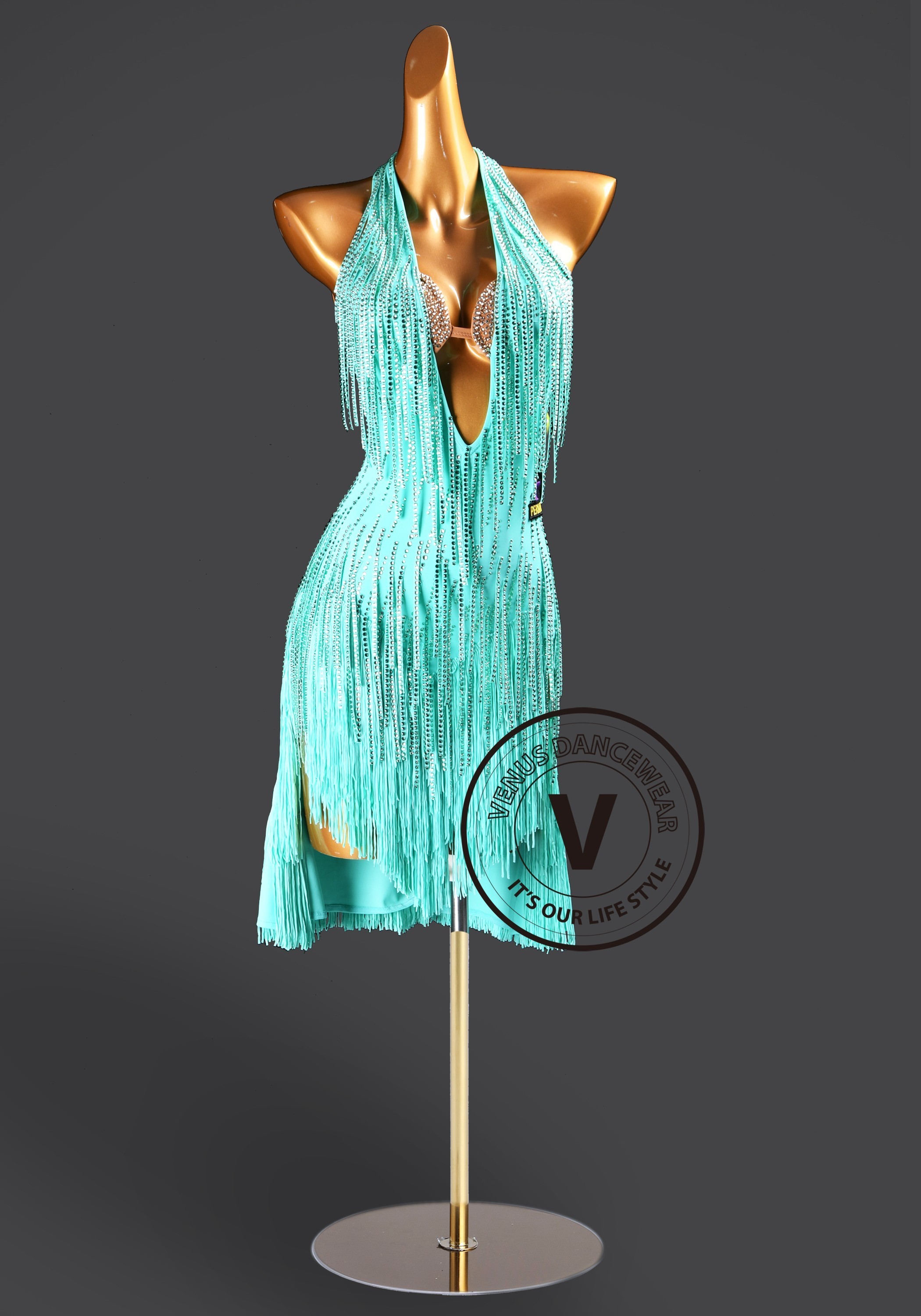 Aqua Sway Whisper Latin Rhythm Chacha Salsa Rumba Competition Dance Dress