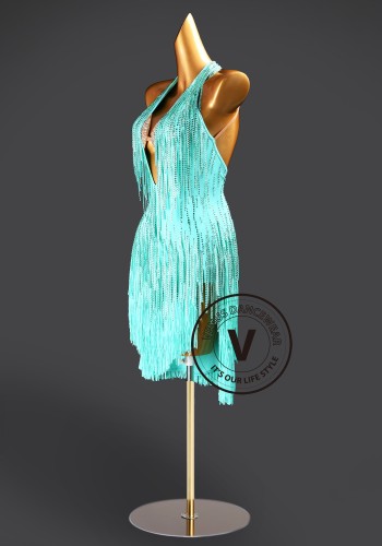 Aqua Sway Whisper Latin Rhythm Chacha Salsa Rumba Competition Dance Dress