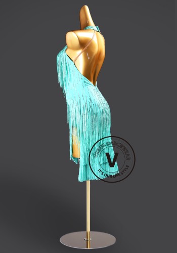 Aqua Sway Whisper Latin Rhythm Chacha Salsa Rumba Competition Dance Dress