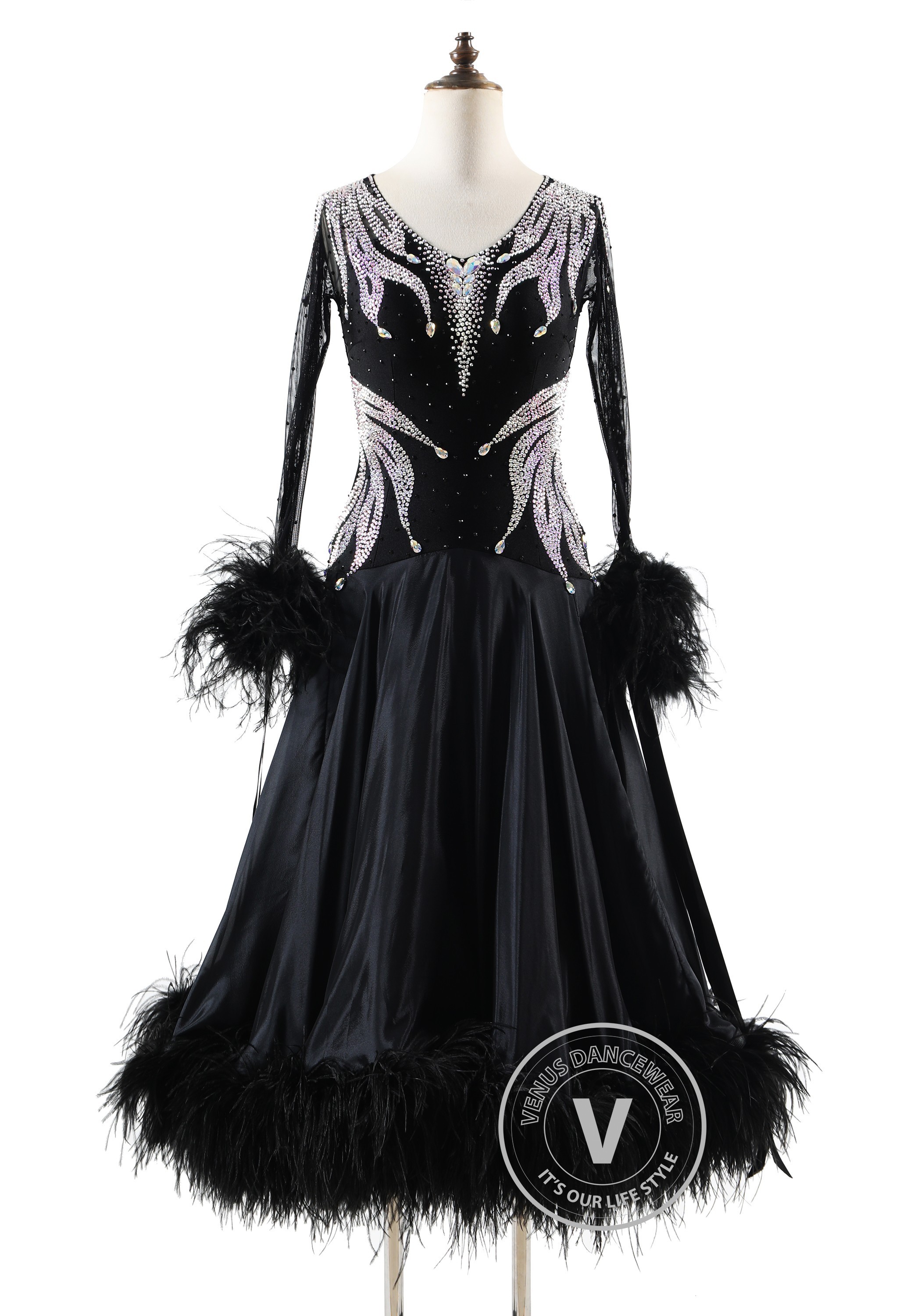 Black Onyx Majesty Ballroom Smooth Dance Competition Dress