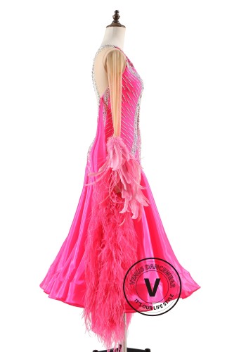 Fuchsia Radiance Symphony Ballroom Smooth Dance Competition Dress