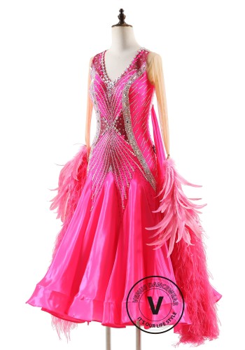 Fuchsia Radiance Symphony Ballroom Smooth Dance Competition Dress