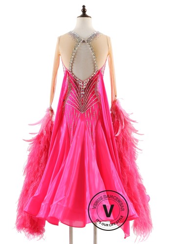 Fuchsia Radiance Symphony Ballroom Smooth Dance Competition Dress