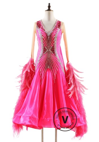 Fuchsia Radiance Symphony Ballroom Smooth Dance Competition Dress