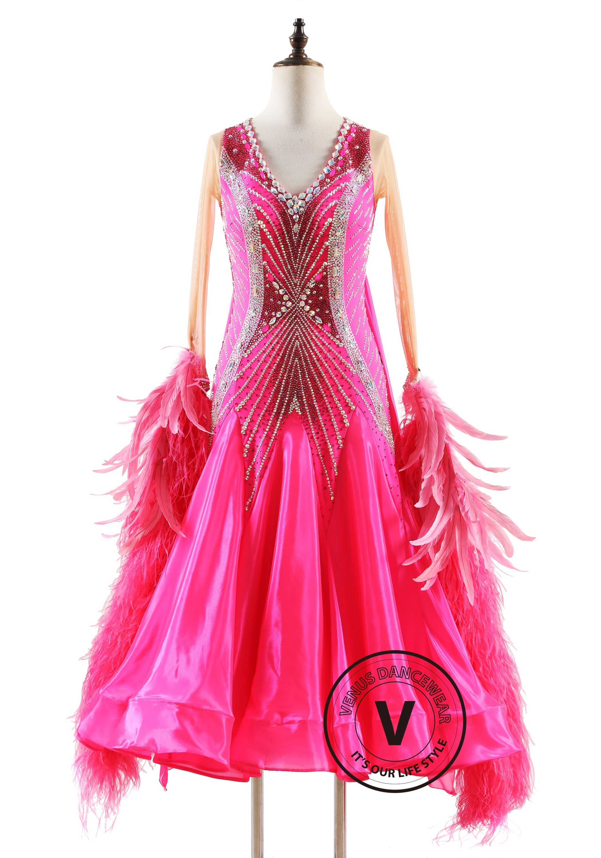 Fuchsia Radiance Symphony Ballroom Smooth Dance Competition Dress
