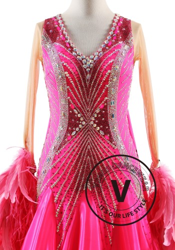 Fuchsia Radiance Symphony Ballroom Smooth Dance Competition Dress
