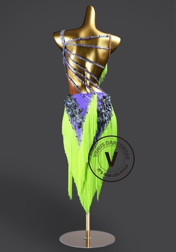 Electric Orchid Samba Latin Rhythm Chacha Salsa Rumba Competition Dance Dress