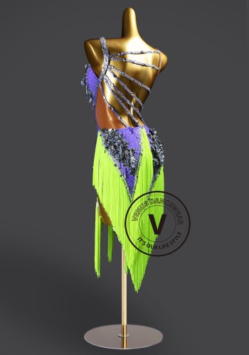 Electric Orchid Samba Latin Rhythm Chacha Salsa Rumba Competition Dance Dress