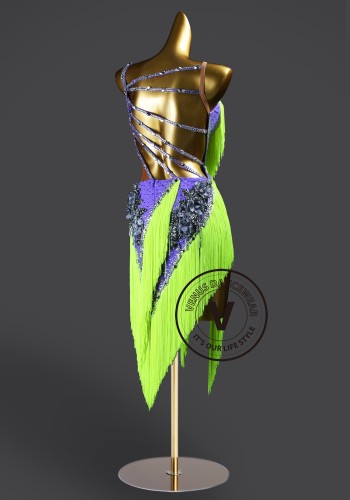 Electric Orchid Samba Latin Rhythm Chacha Salsa Rumba Competition Dance Dress