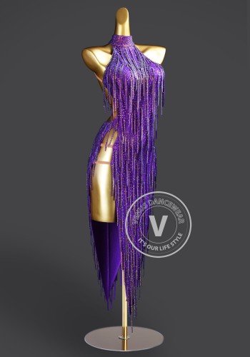 Purple Allure Samba Latin Rhythm Chacha Salsa Rumba Competition Dance Dress
