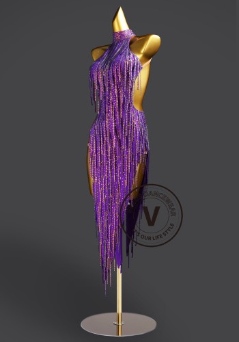 Purple Allure Samba Latin Rhythm Chacha Salsa Rumba Competition Dance Dress