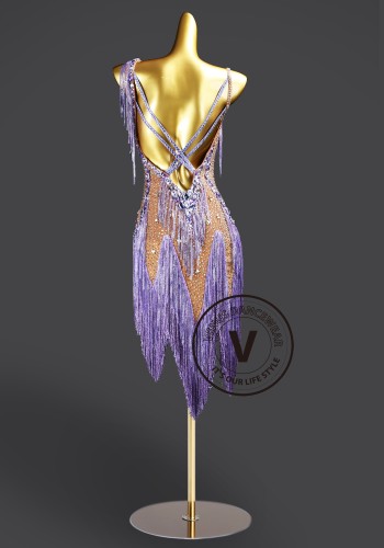 Wisteria Sway Samba Latin Rhythm Chacha Salsa Rumba Competition Dance Dress