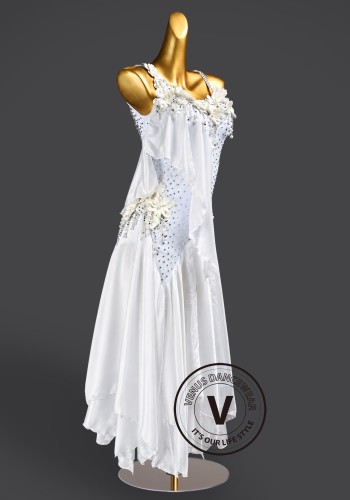 Bluebell Reverie White Waltz Ballroom Dress American Smooth Competition Dresses