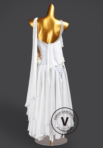 Bluebell Reverie White Waltz Ballroom Dress American Smooth Competition Dresses