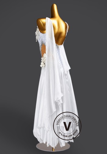 Bluebell Reverie White Waltz Ballroom Dress American Smooth Competition Dresses