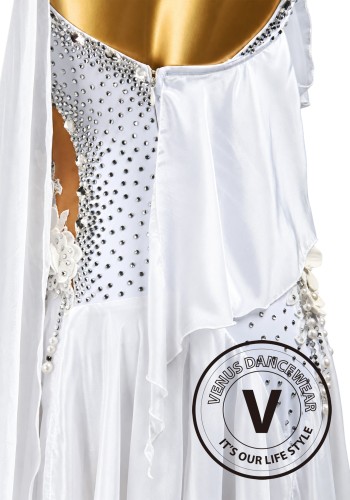 Bluebell Reverie White Waltz Ballroom Dress American Smooth Competition Dresses