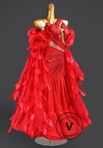 Rosette Splendor Waltz Ballroom Dress American Smooth Competition Dresses