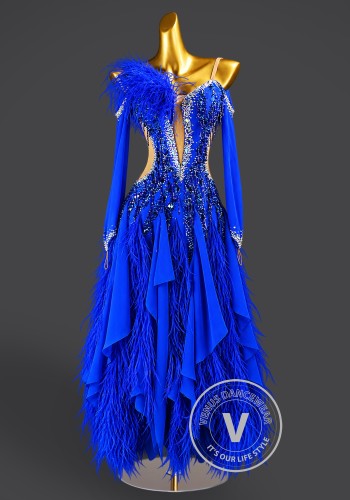 Cobalt Enchantment Waltz Ballroom Dress American Smooth Competition Dresses