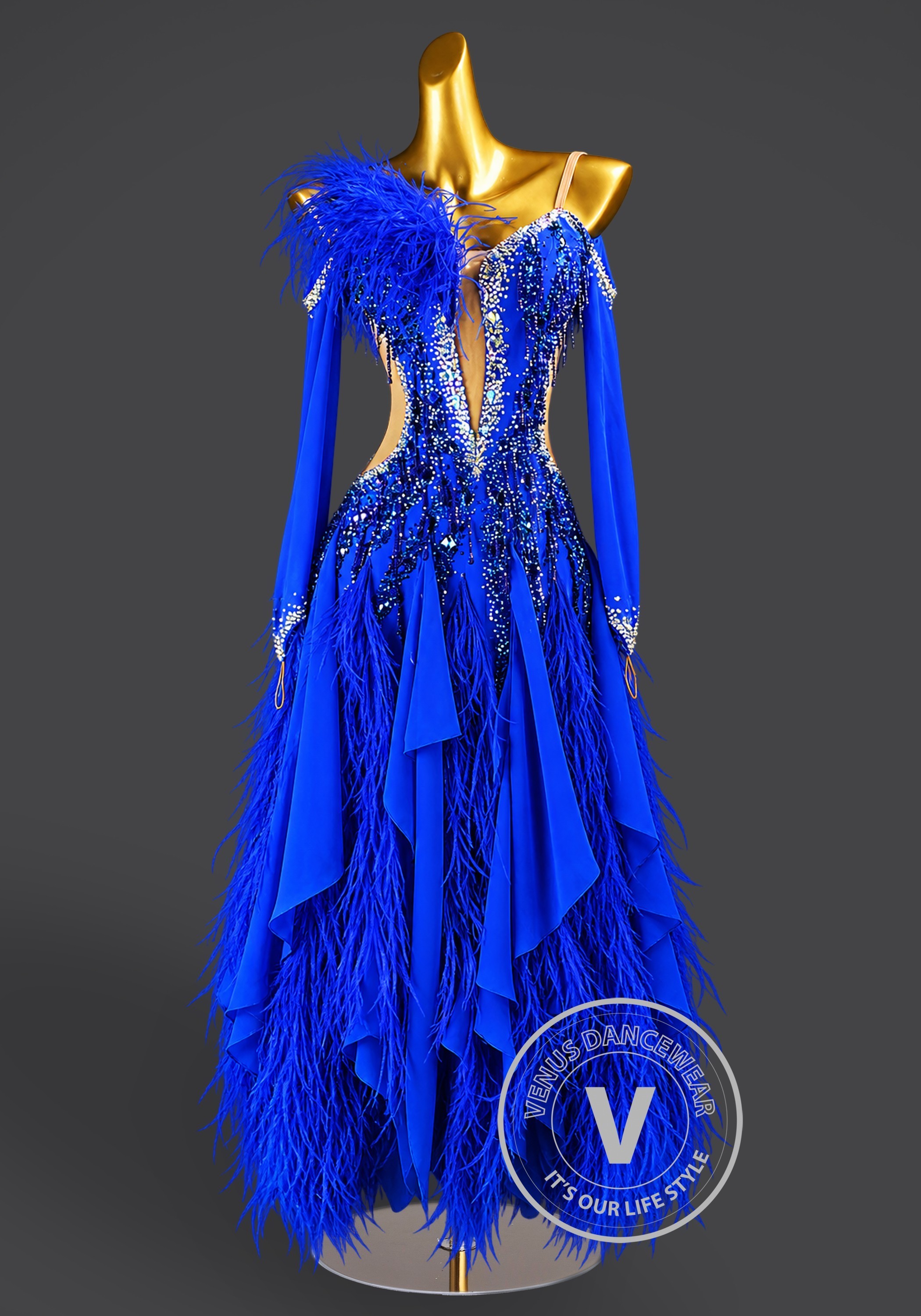 Cobalt Enchantment Waltz Ballroom Dress American Smooth Competition Dresses