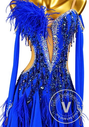 Cobalt Enchantment Waltz Ballroom Dress American Smooth Competition Dresses