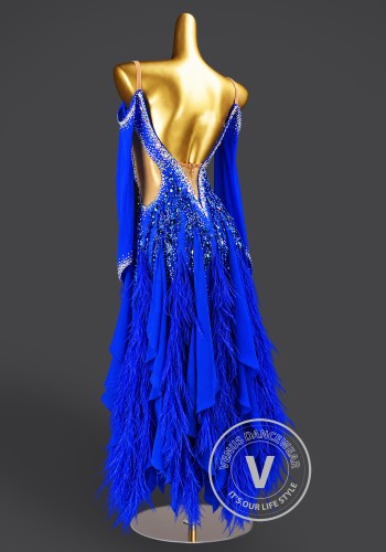 Cobalt Enchantment Waltz Ballroom Dress American Smooth Competition Dresses