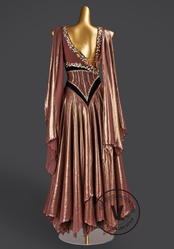 Bronze Nocturne Waltz Ballroom Dress American Smooth Competition Dresses