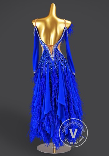 Cobalt Enchantment Waltz Ballroom Dress American Smooth Competition Dresses