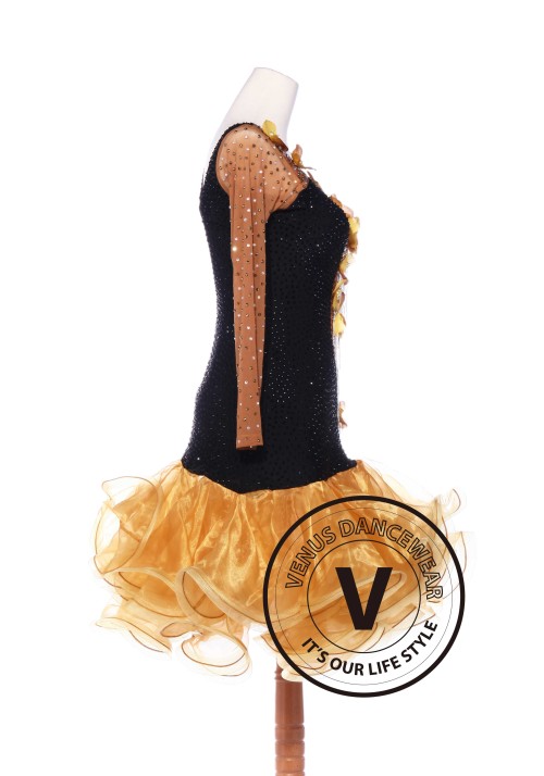 Caramel Color Latin Rhythm Chacha Salsa Competition Dancing Dress