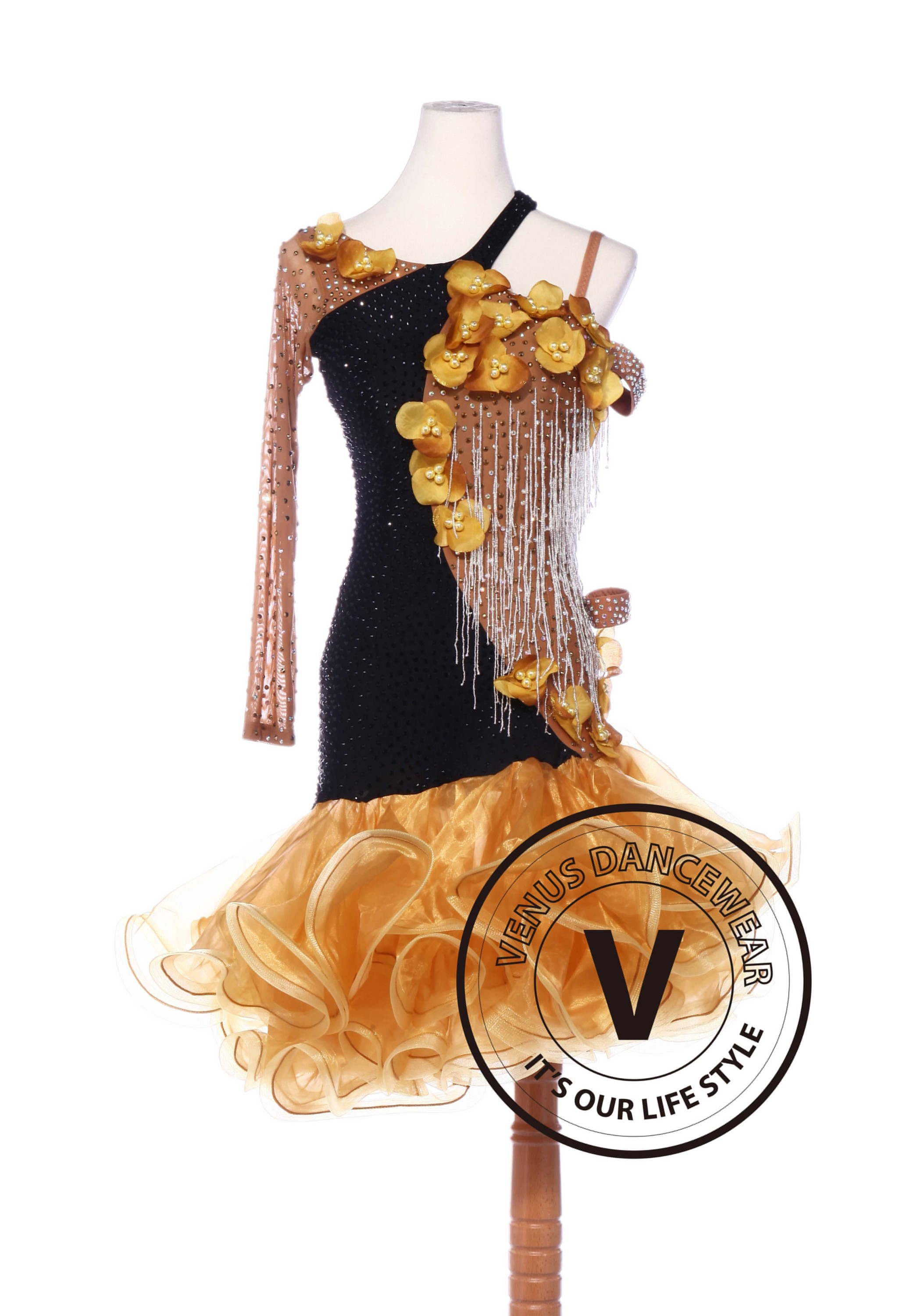 Caramel Color Latin Rhythm Chacha Salsa Competition Dancing Dress