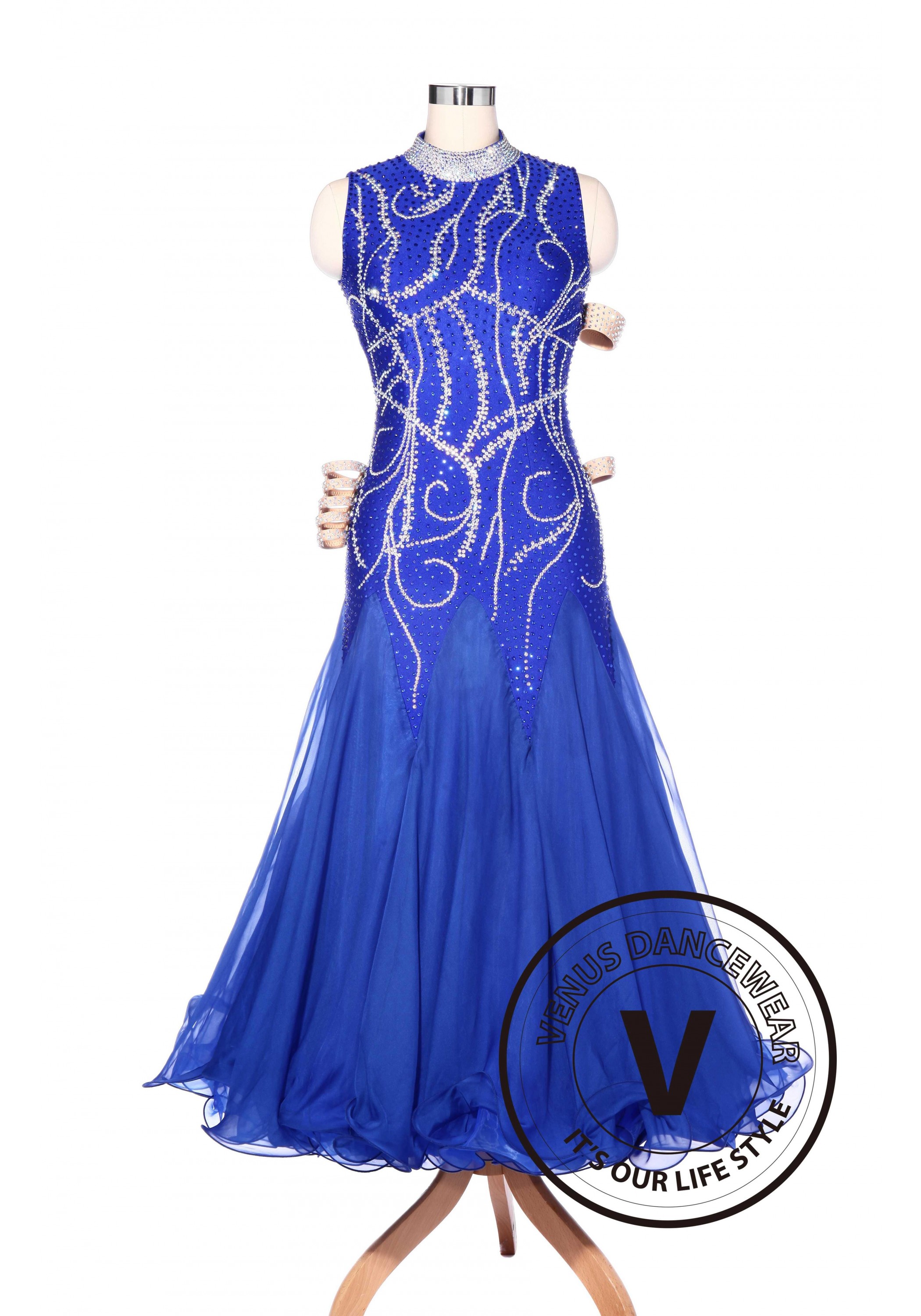 Luxury Elegant Royal Blue American Smooth Standard Competition Dress