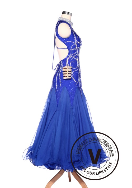 Luxury Elegant Royal Blue American Smooth Standard Competition Dress