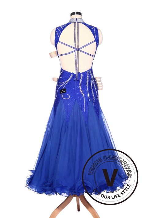 Luxury Elegant Royal Blue American Smooth Standard Competition Dress