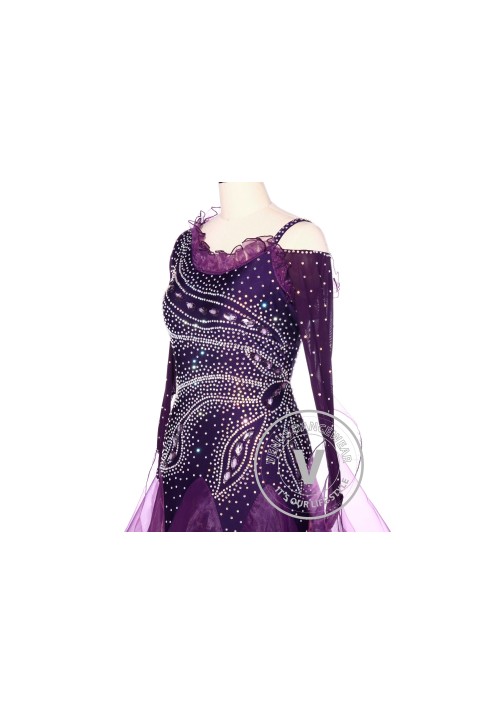 Plum Tail Waltz Smooth Standard Tango Ballroom Women Competition Dress