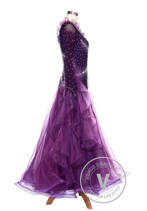 Plum Tail Waltz Smooth Standard Tango Ballroom Women Competition Dress