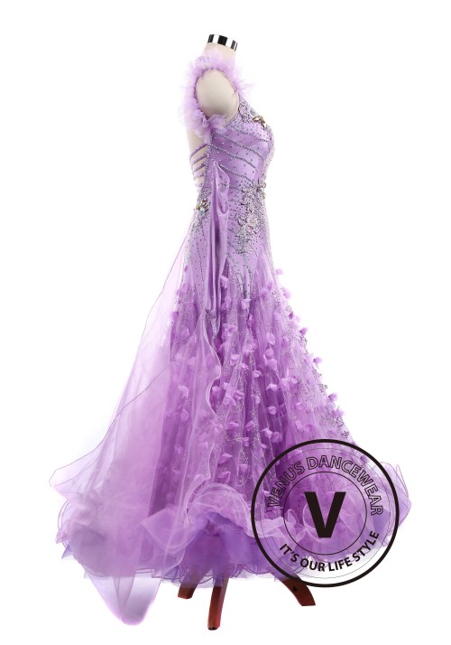 Violet Flower Ballroom Tango Waltz Smooth Competition Standard Dance Dress