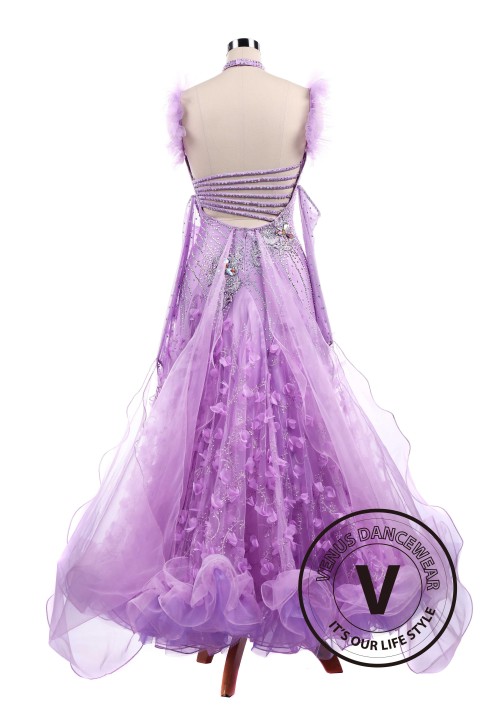 Violet Flower Ballroom Tango Waltz Smooth Competition Standard Dance Dress