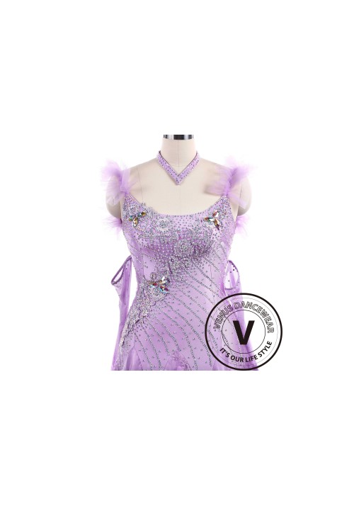 Violet Flower Ballroom Tango Waltz Smooth Competition Standard Dance Dress