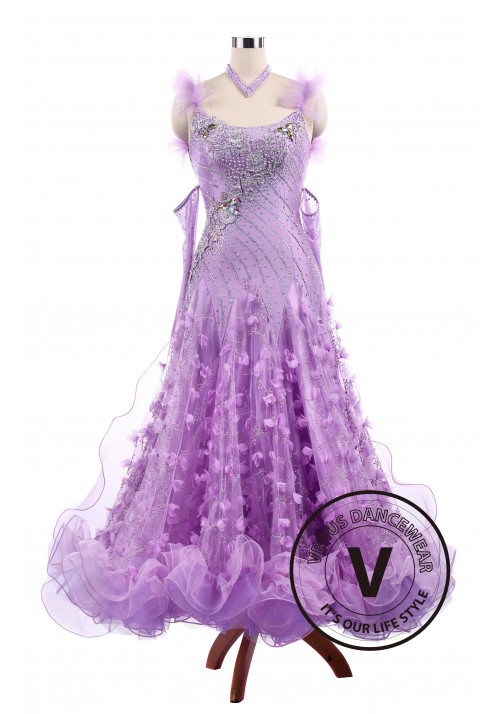 Violet Flower Ballroom Tango Waltz Smooth Competition Standard Dance Dress