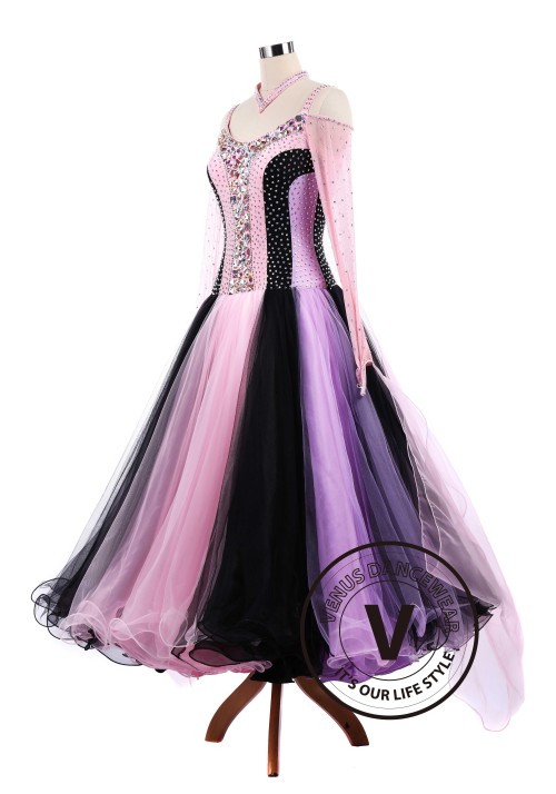 Pink Tricolore Standard Ballroom Tango Waltz Competition Dance Dress