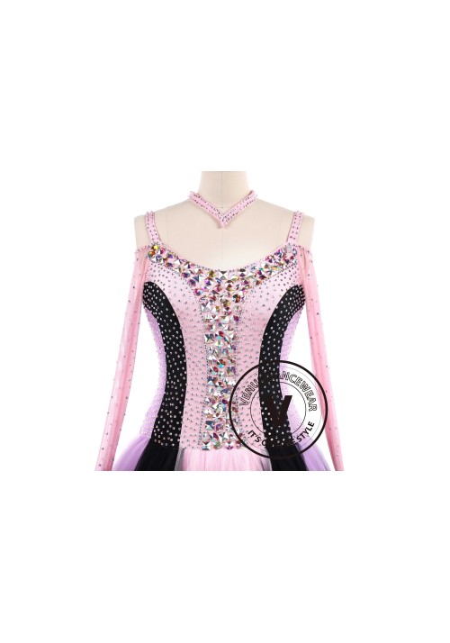 Pink Tricolore Standard Ballroom Tango Waltz Competition Dance Dress