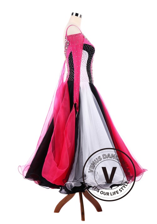 Rose Tricolore Standard Ballroom Tango Waltz Competition Dance Dress