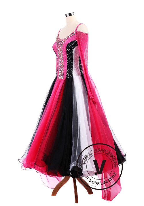 Rose Tricolore Standard Ballroom Tango Waltz Competition Dance Dress