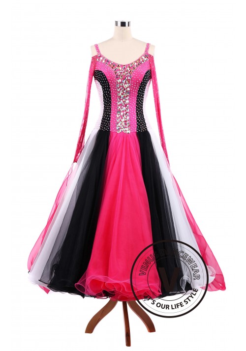 Rose Tricolore Standard Ballroom Tango Waltz Competition Dance Dress
