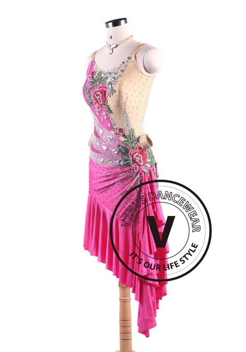 Rose Peahen Latin Rhythm Swing Salsa Competition Dance Dress