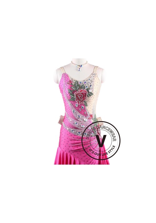 Rose Peahen Latin Rhythm Swing Salsa Competition Dance Dress