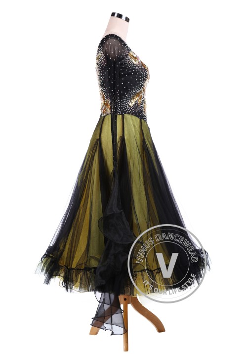 Golden Fish Shinning Ballroom Dance Tango Waltz Dress