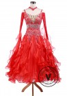 Bright Red Waltz Tango Competition Ballroom Dance Dress