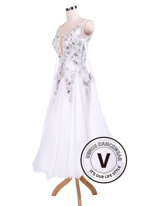 Pure White Sexy Ballroom Tango Waltz Competition Dress